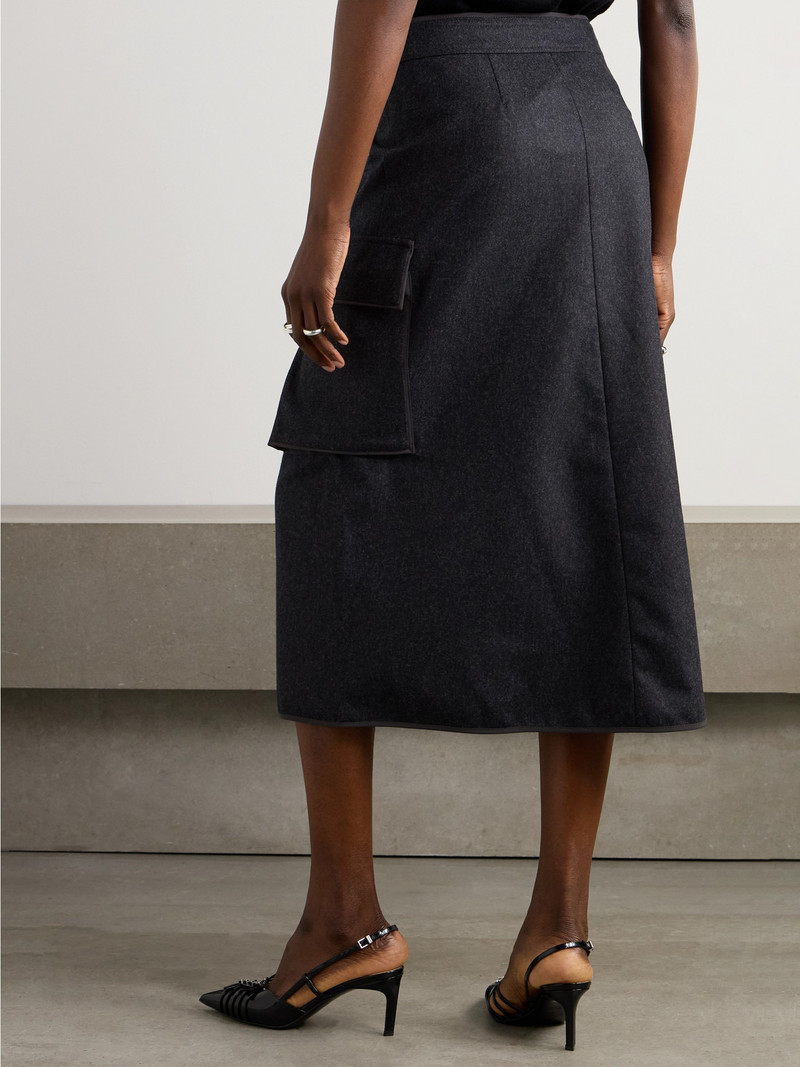 Shell-trimmed Wool-felt Wrap Midi Skirt 3