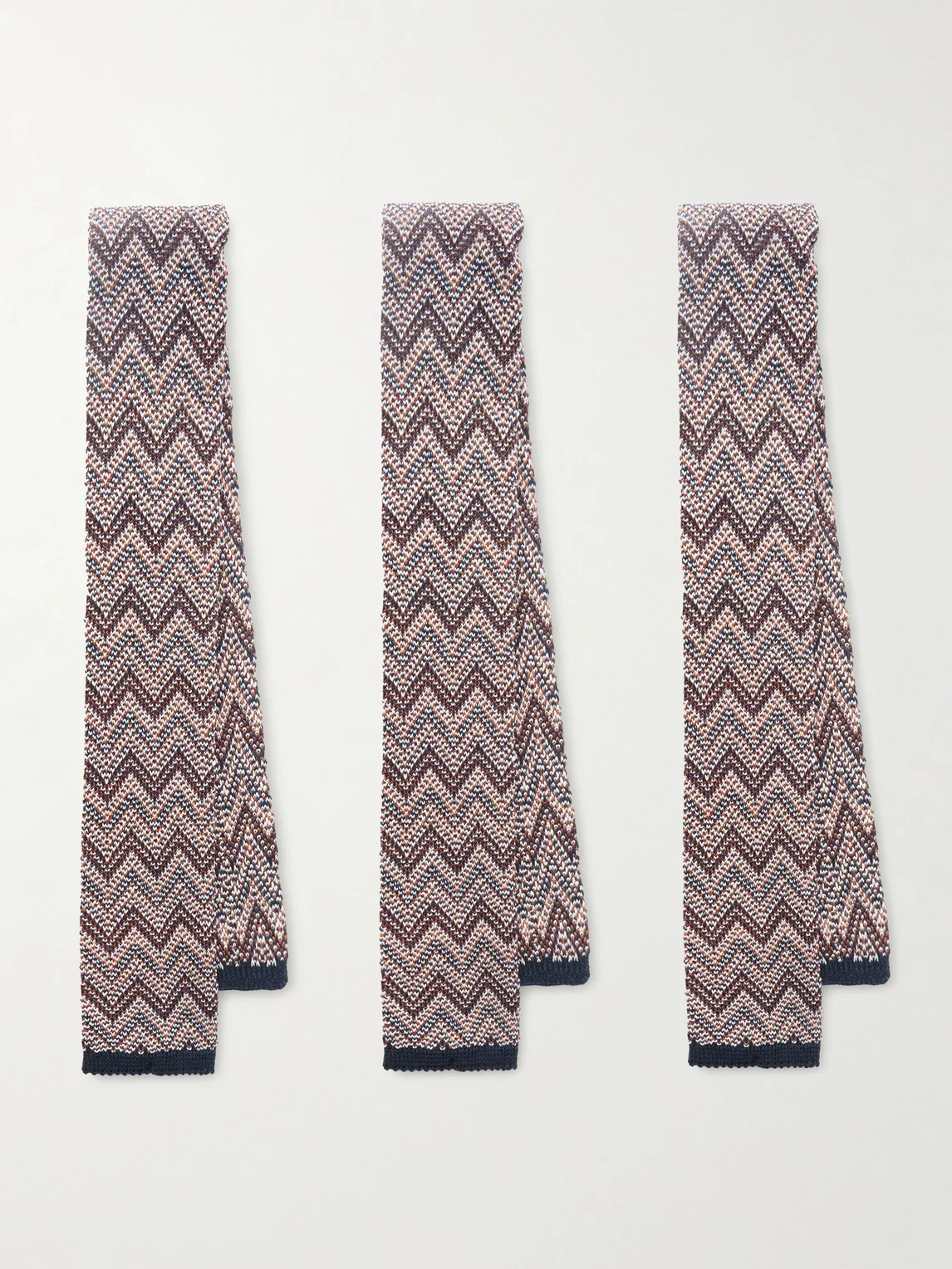 6cm Pack of Three Knitted Cotton and Silk-Blend Tie - 1