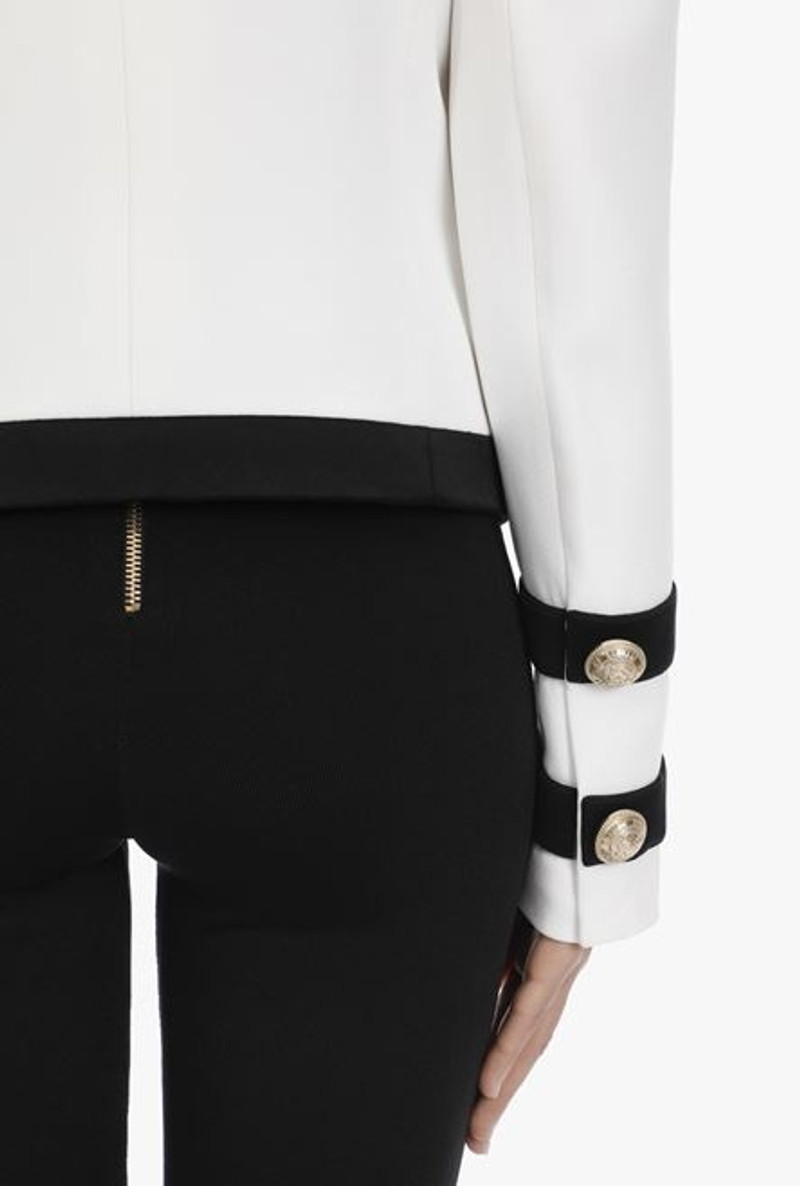 White and black viscose military jacket with gold-tone buttons 9