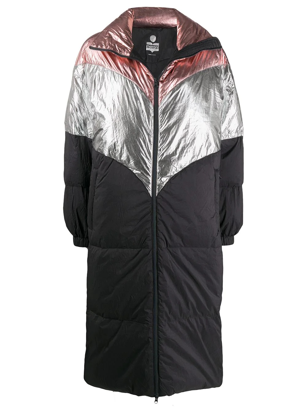 colour block padded coat - 1