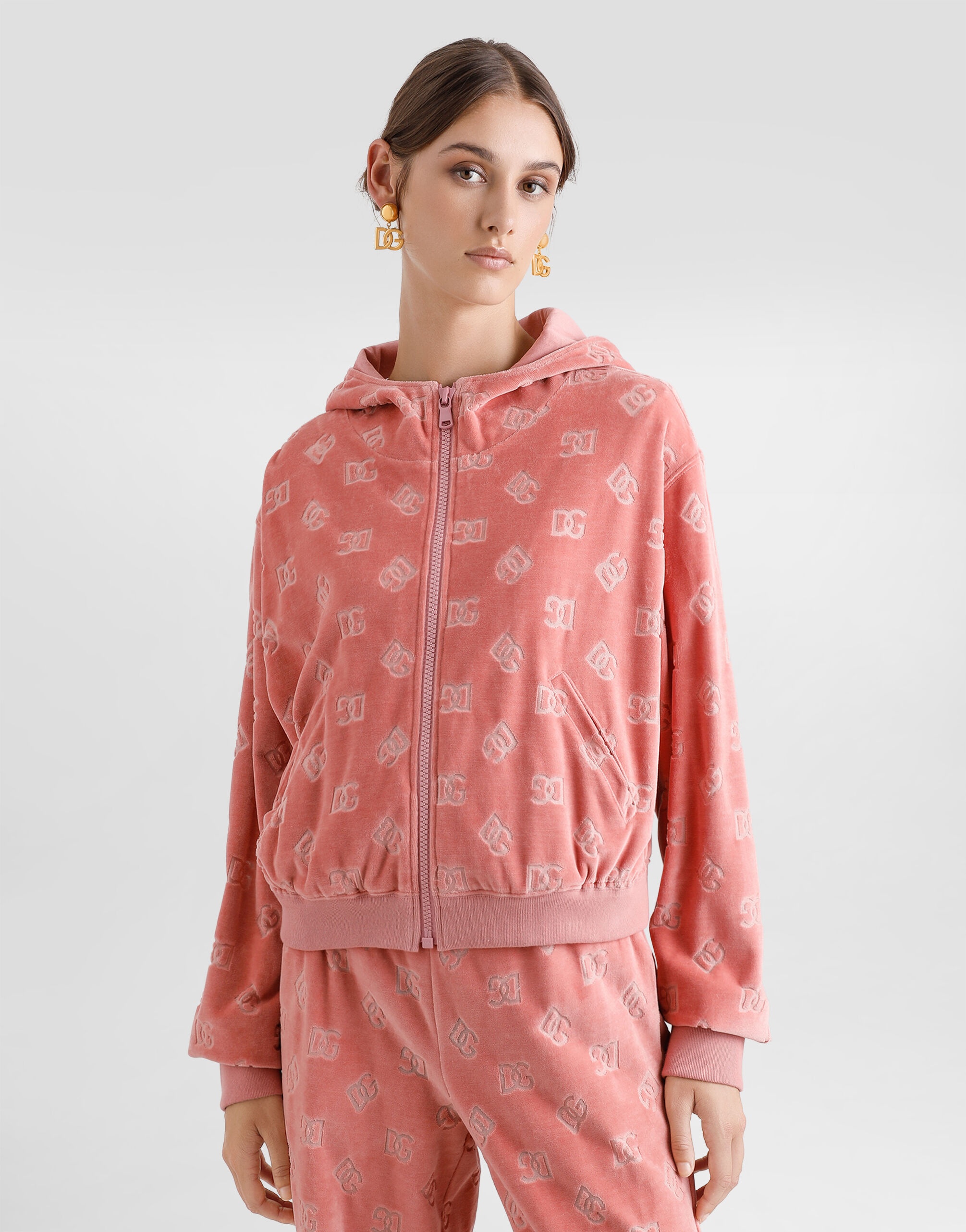 Chenille jacquard hoodie with DG logo - 5