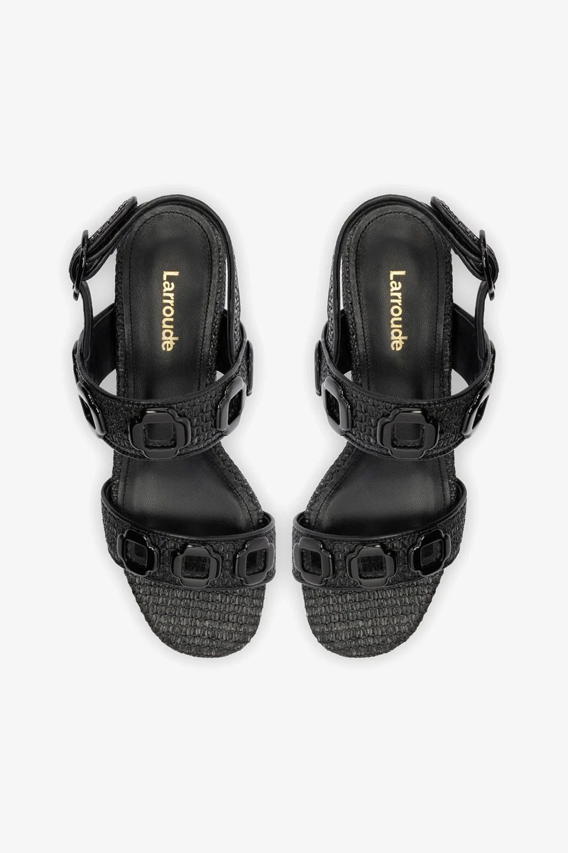 Milan Sandal In Black Wave Raffia 7
