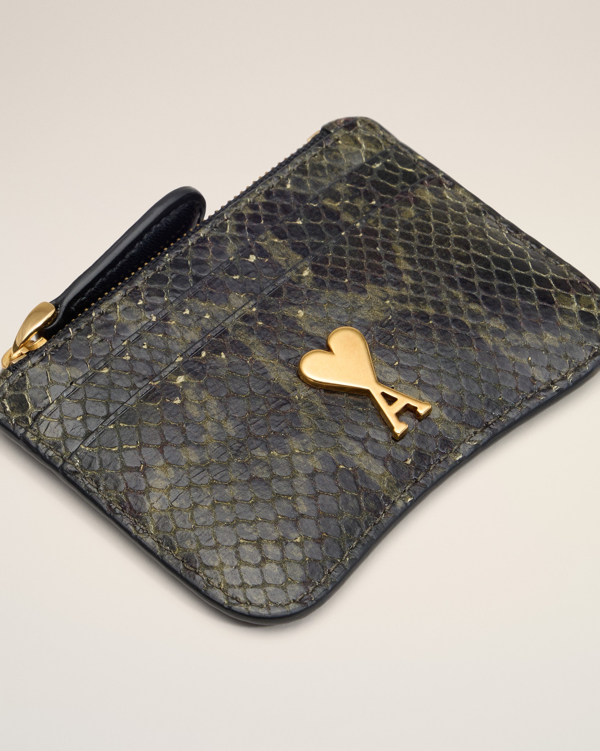 GREEN LEATHER ZIPPED CARD HOLDER - 3