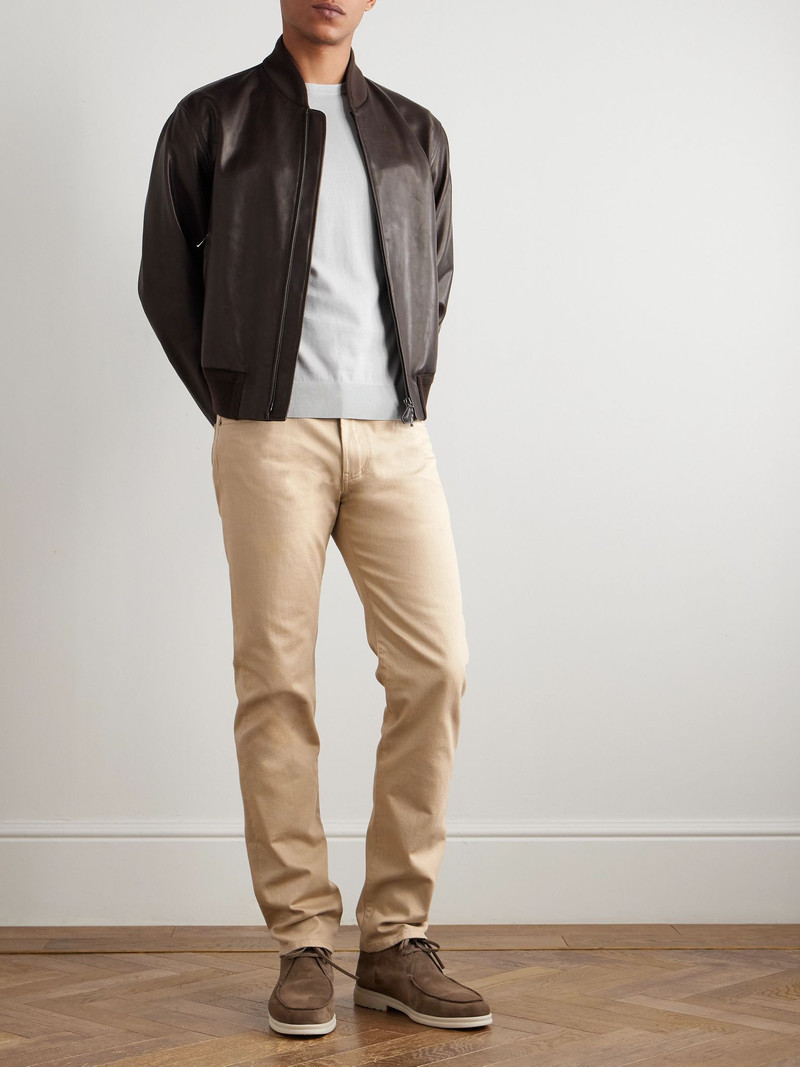 Loro Piana Quarona Slim-Fit Straight-Leg Jeans Beige outlook