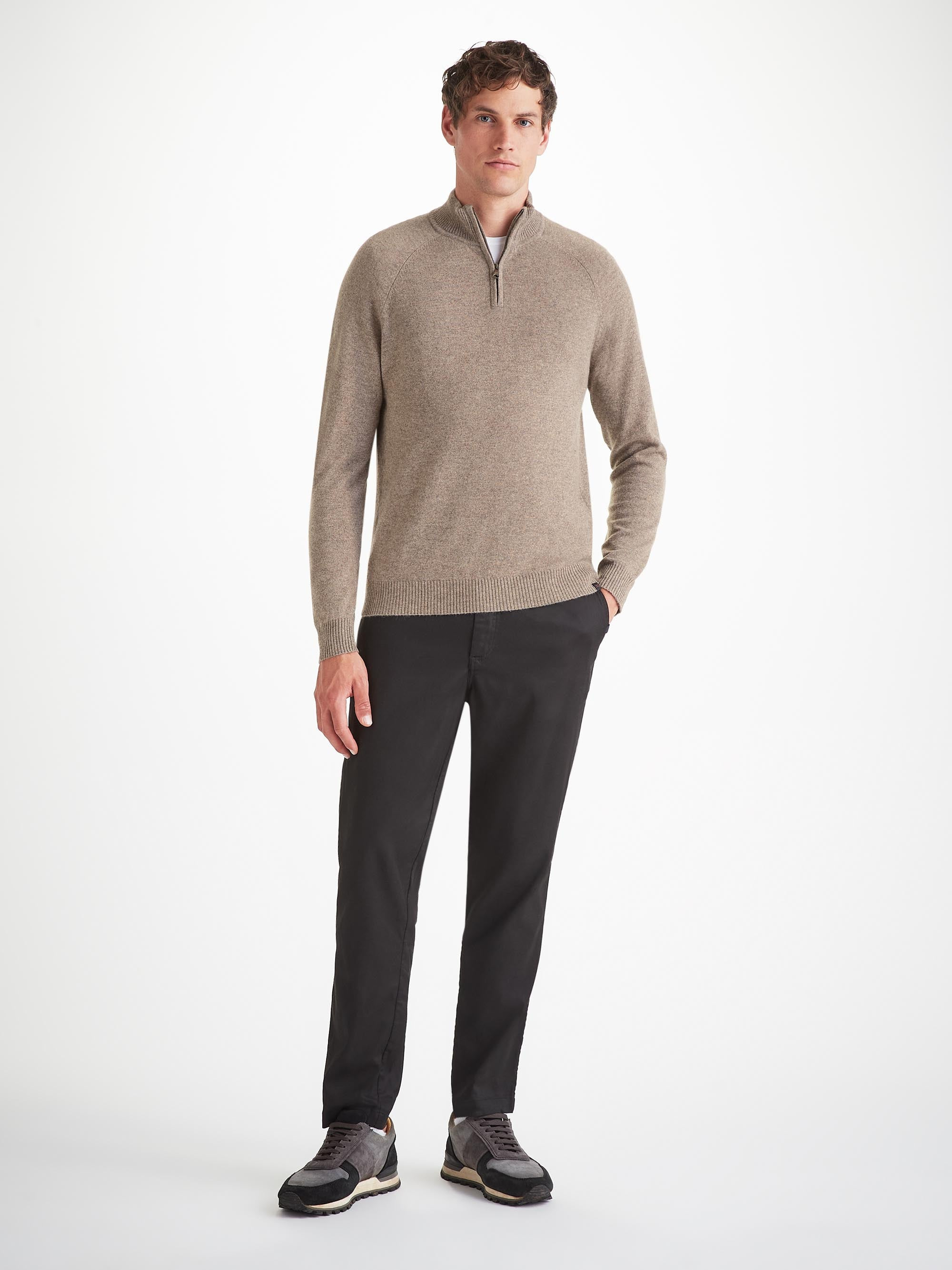 Men's Half-Zip Sweater Finley Cashmere Mole Heather - 3