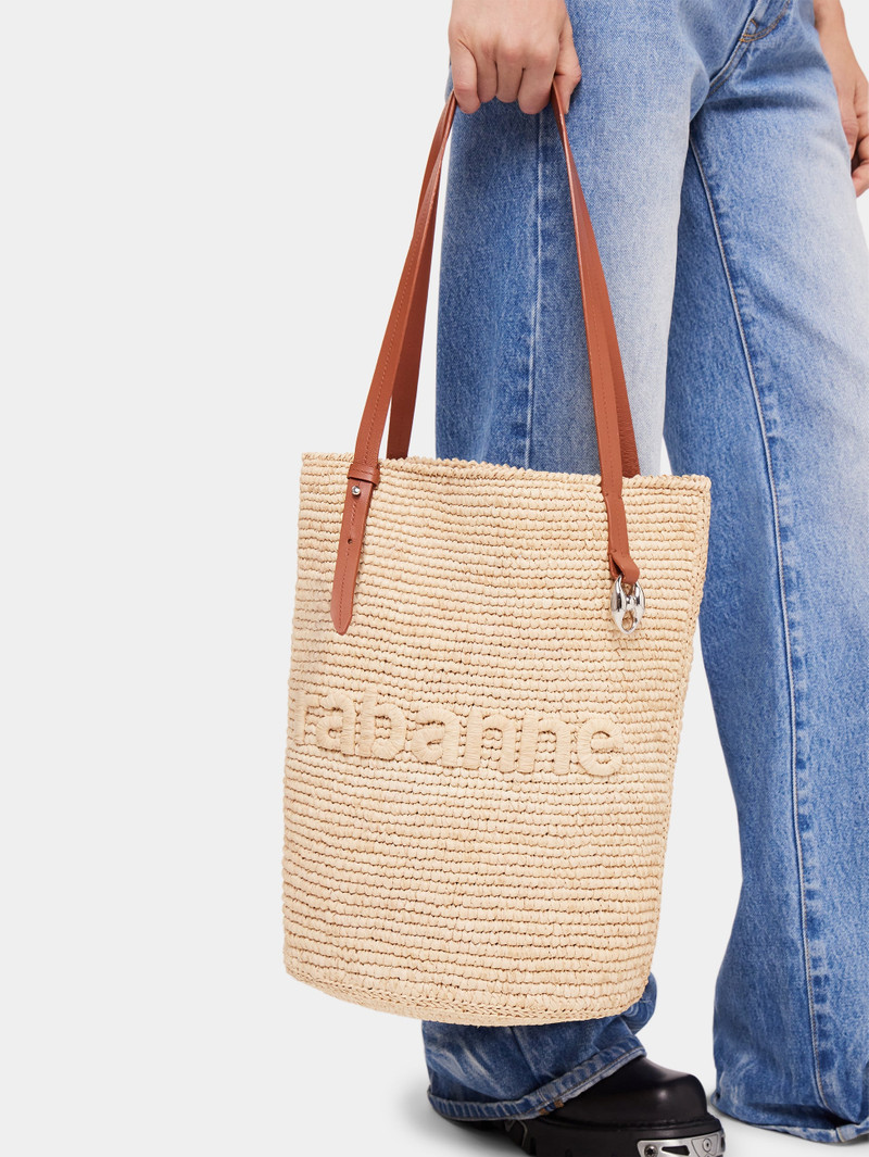 BEIGE RAFFIA TOTE BAG WITH LOGO 5