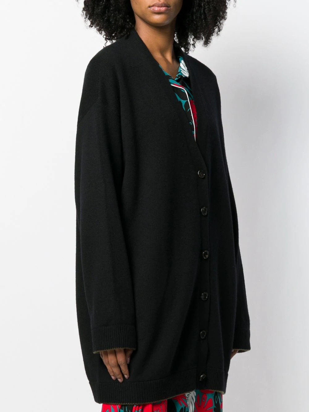 contrast trim oversized cardigan - 3