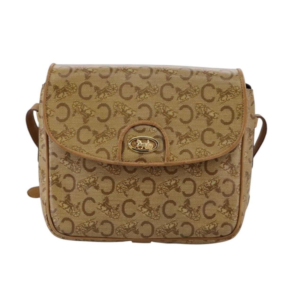 CELINE C Sulky Shoulder Bag Pvc Beige Gold - 2