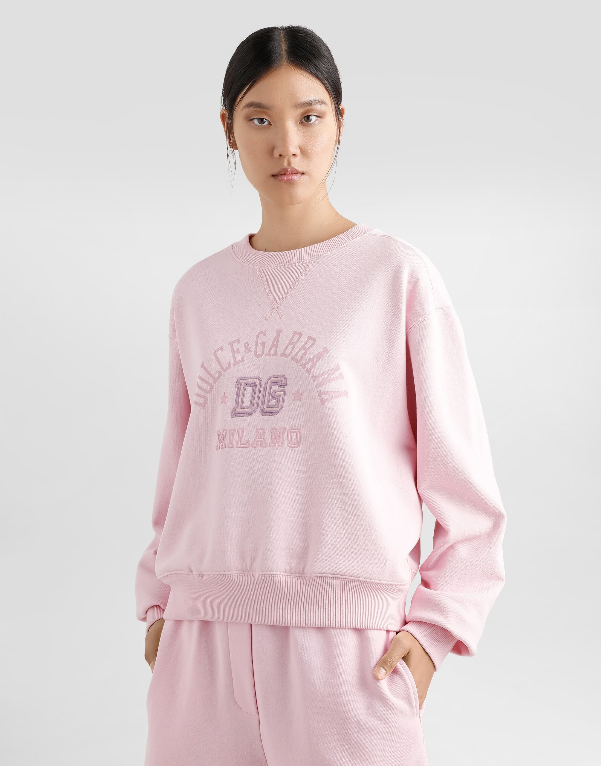 Jersey sweatshirt with raised DG embroidery - 4