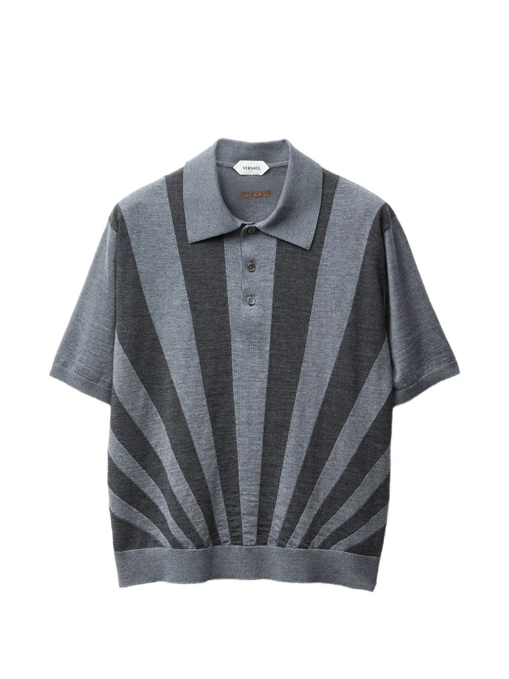 embroidered intarsia wool knit polo - 1