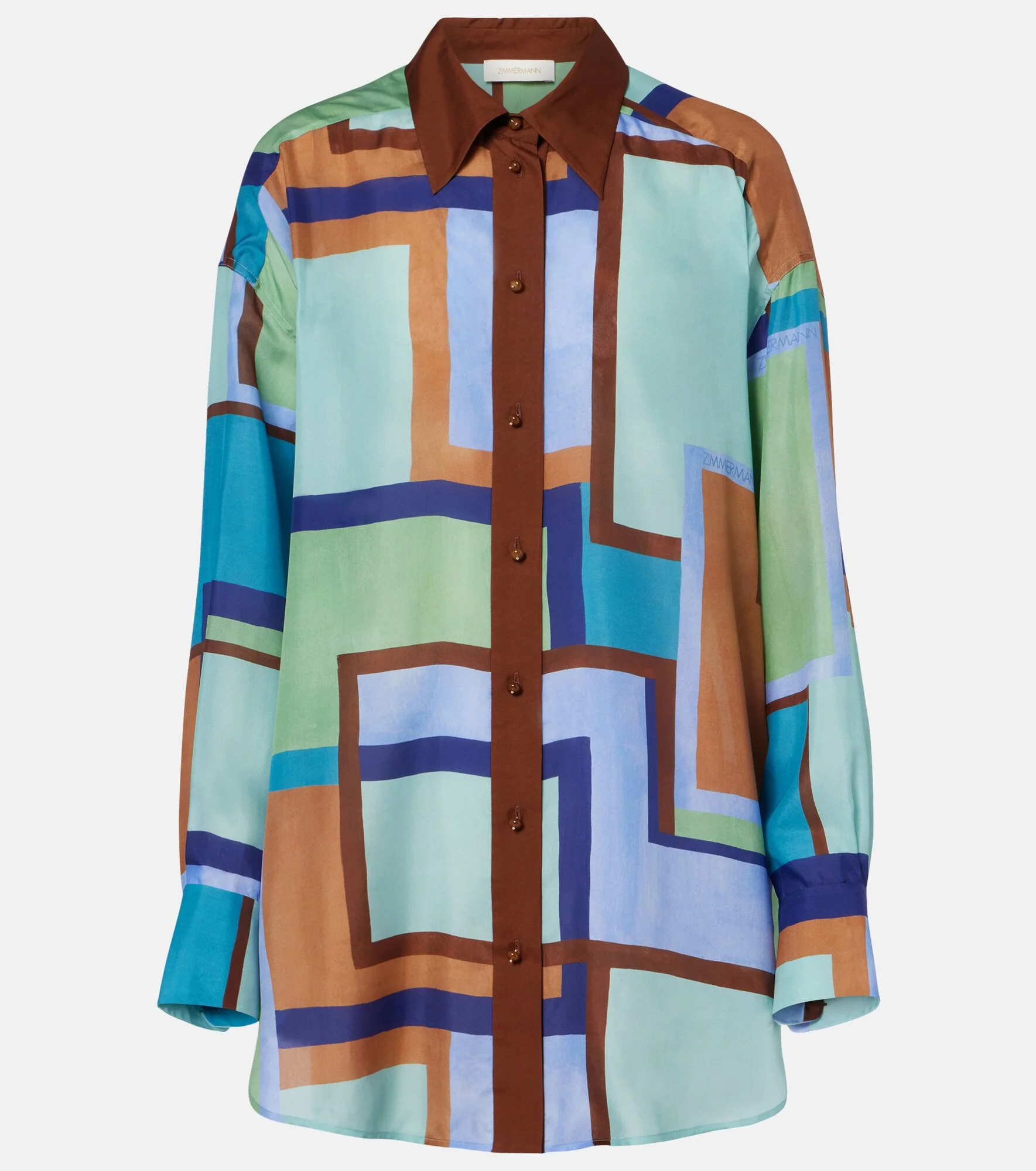 Como printed silk satin shirt - 1