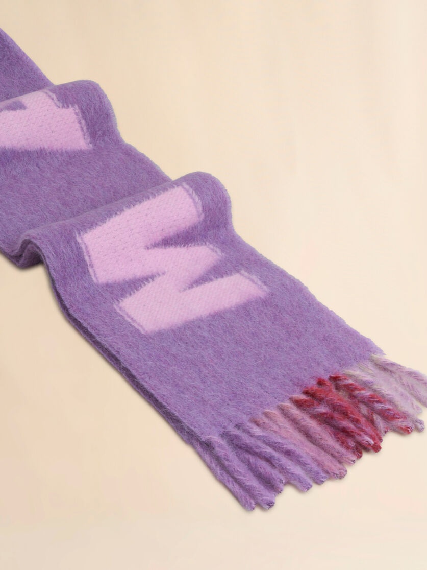 PURPLE MOHAIR AND WOOL SCARF WITH MAXI LOGO - 2