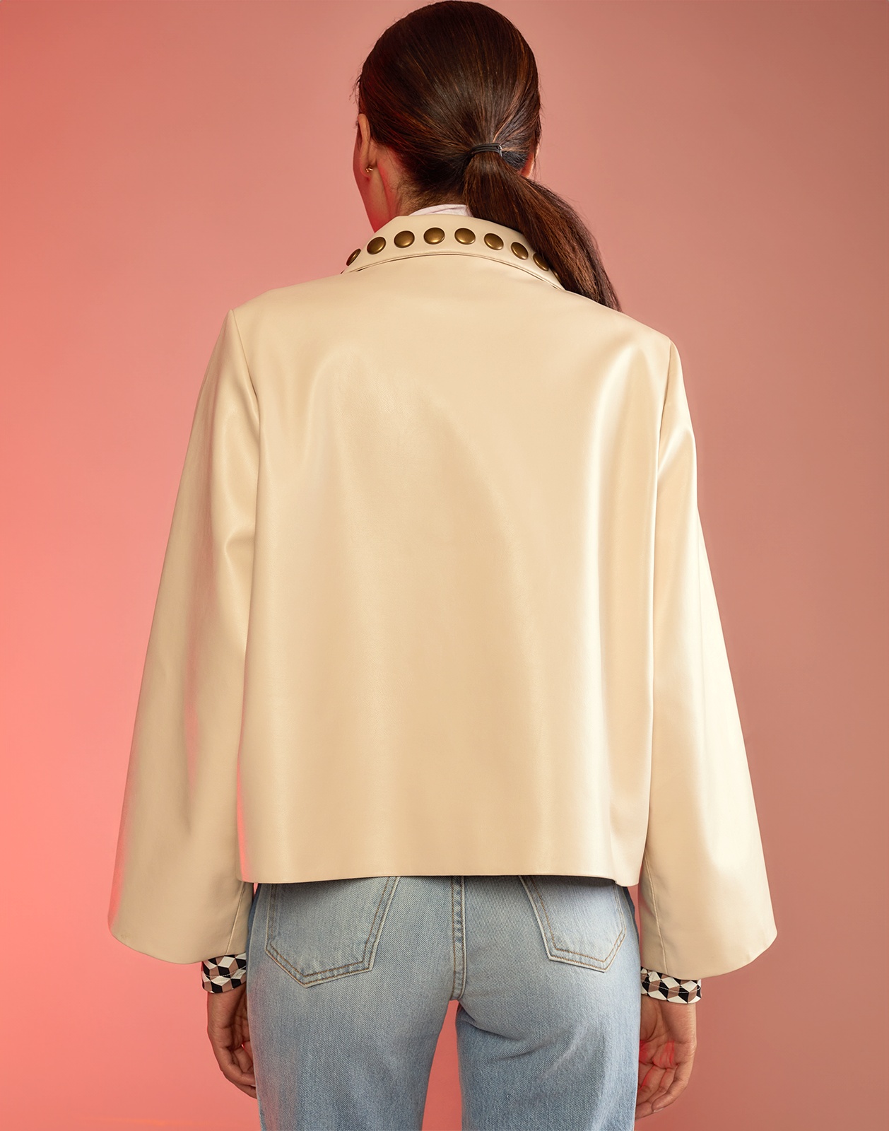 Studded Vegan Leather Jacket - 4