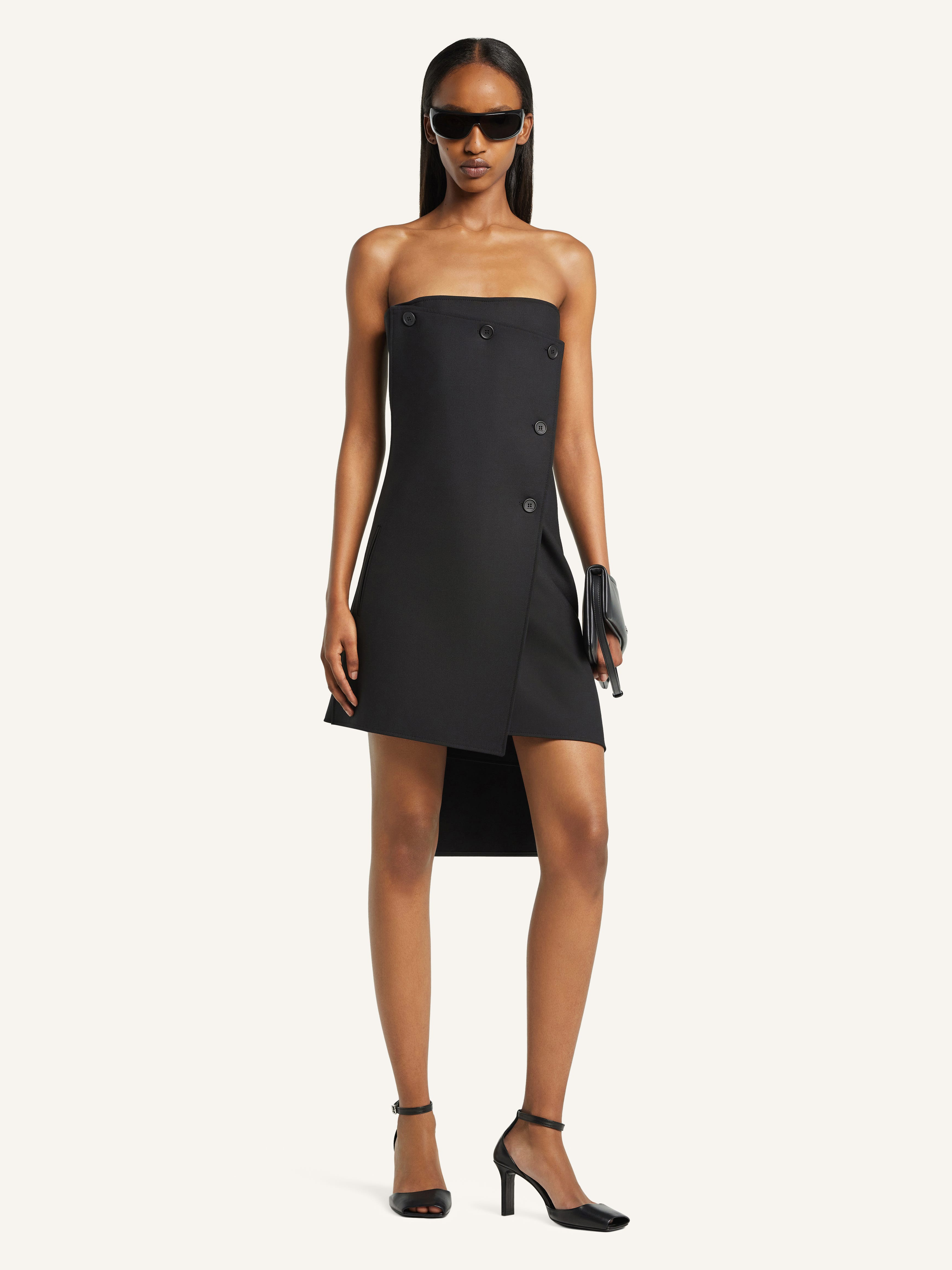 OBLIQUE BUSTIER POLYWOOL DRESS - 2