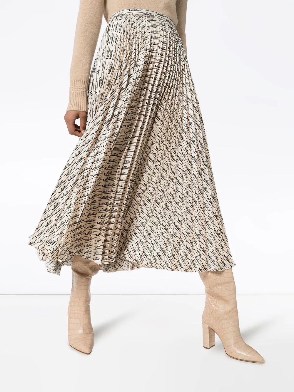 Signature print pleated midi skirt - 3