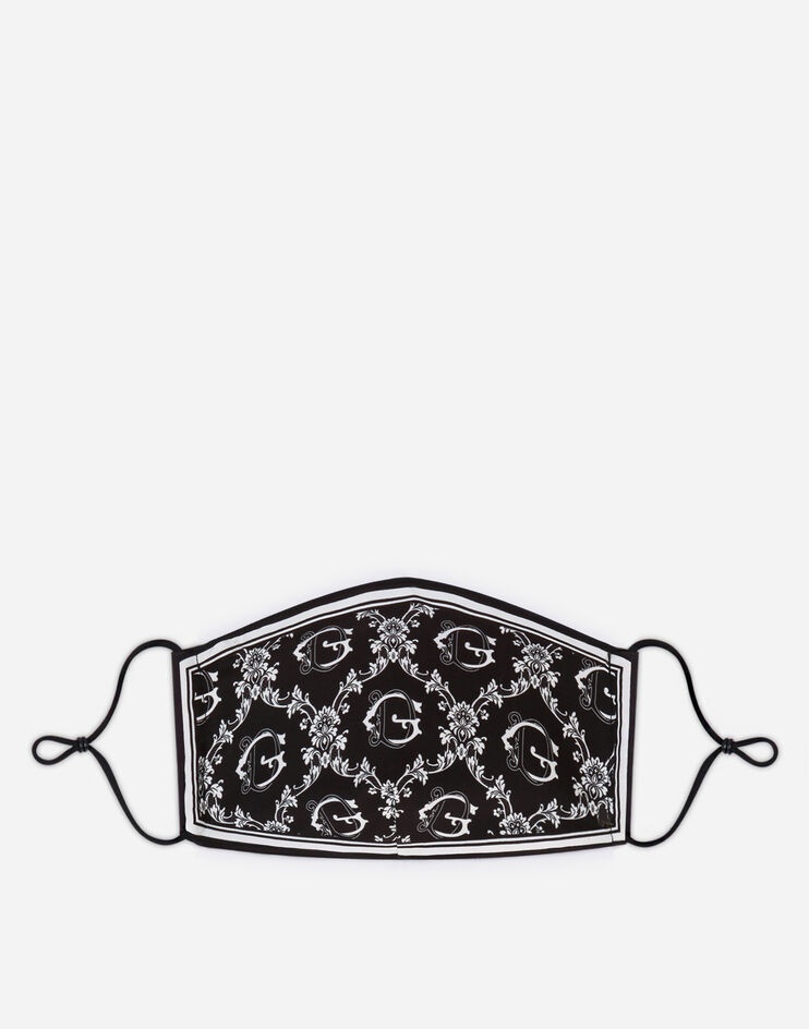 Poplin face mask with brocade print - 1