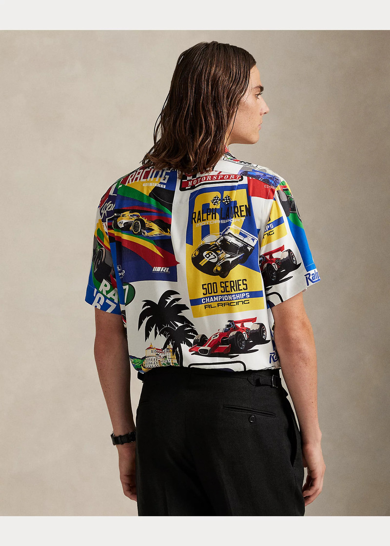 Classic Fit Racing-Print Camp Shirt 4