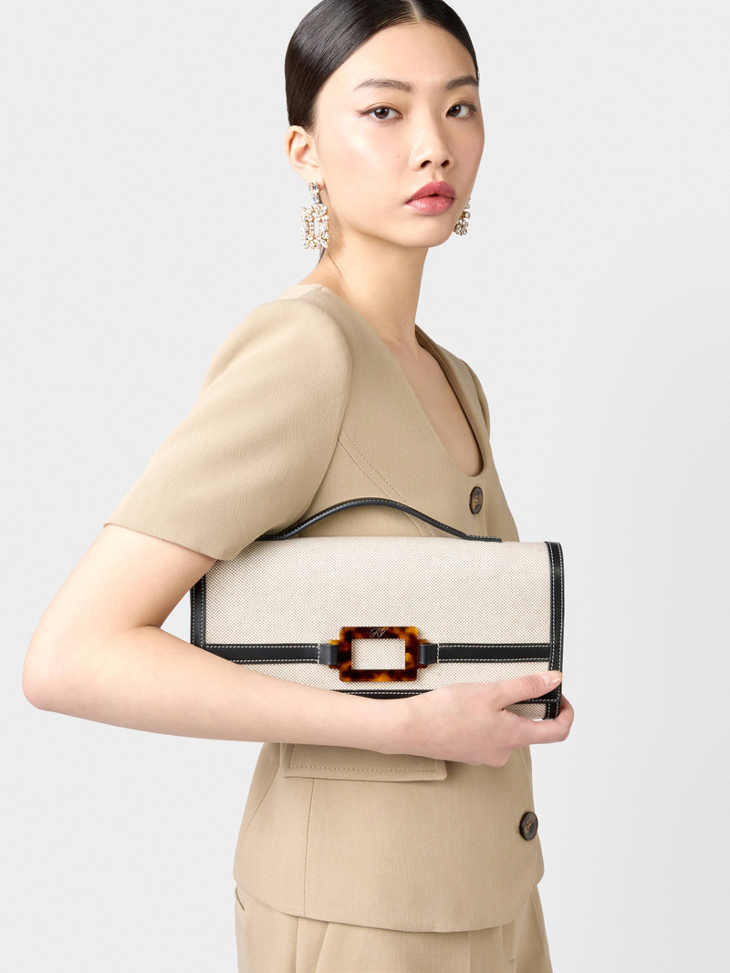 Roger Vivier Belle Vivier Clutch in canvas outlook