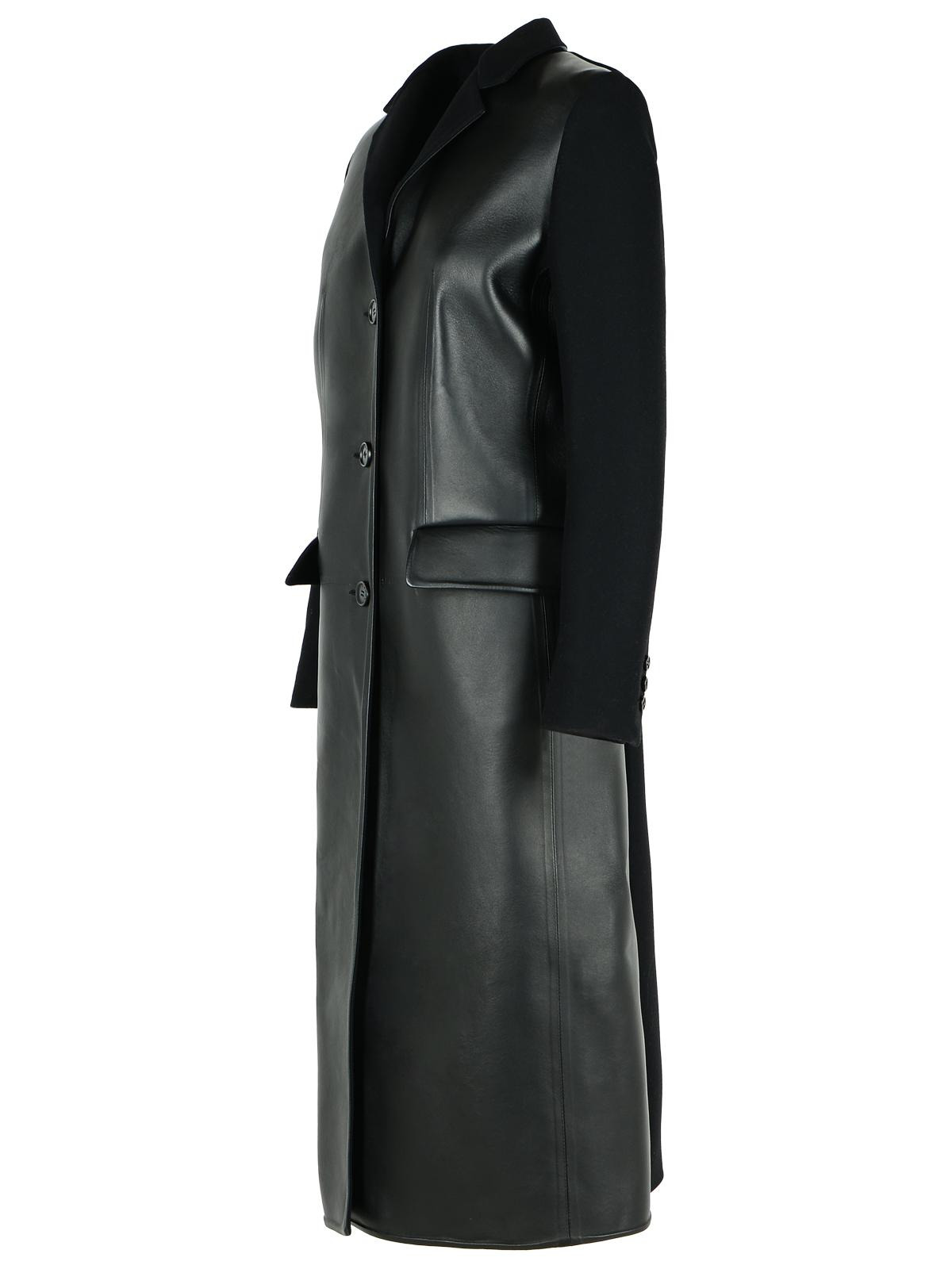 Marni Black Leather And Virgin Wool Coat Women - 2