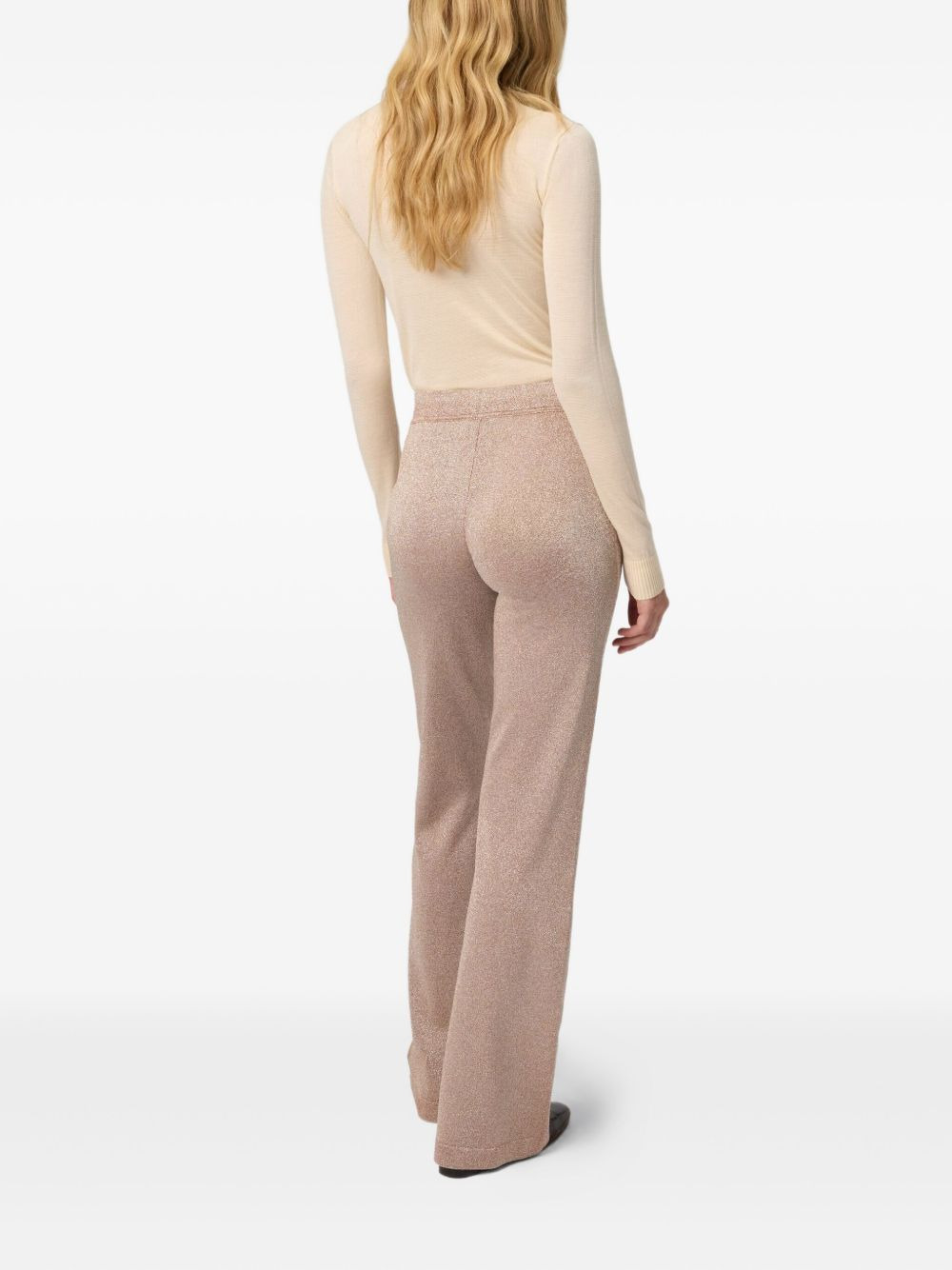 glitter-knit flared trousers - 3