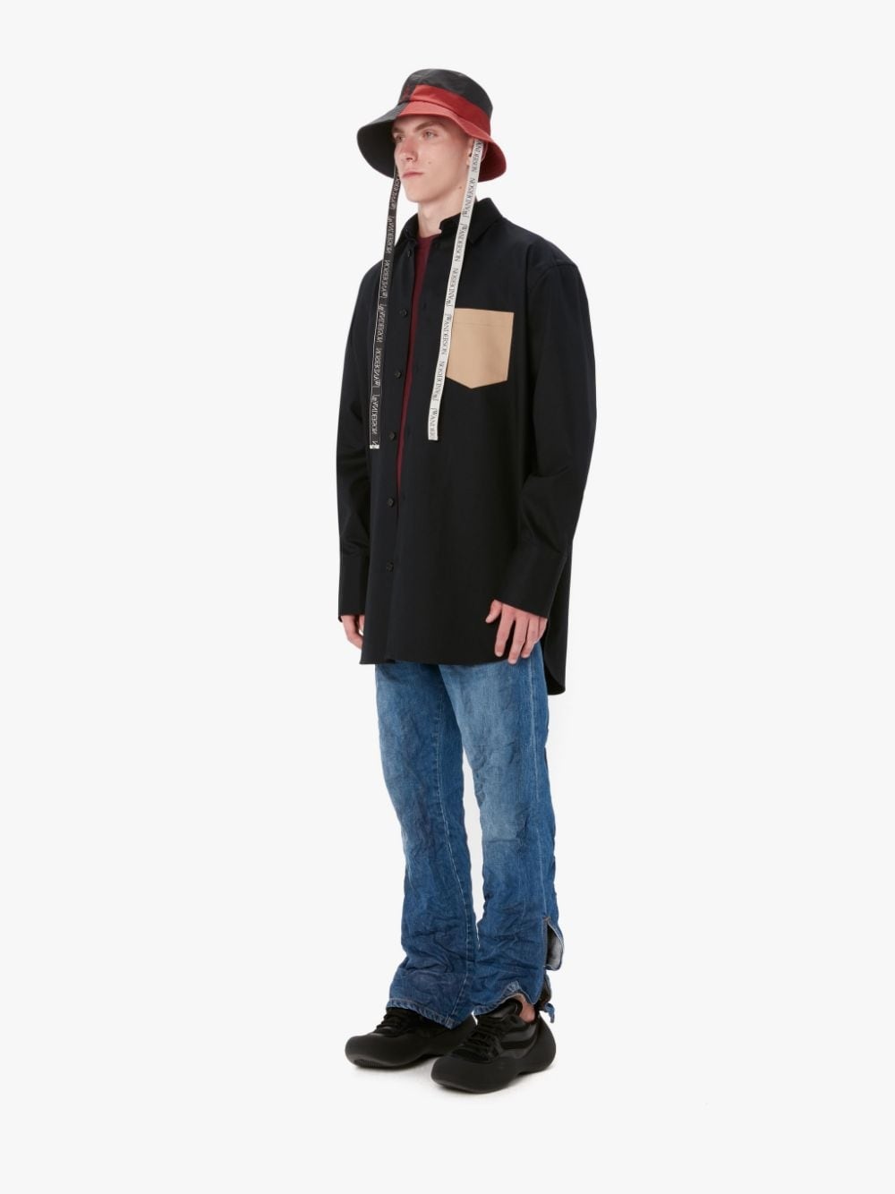 CONTRAST PATCH POCKET OVERSIZED SHIRT - 4