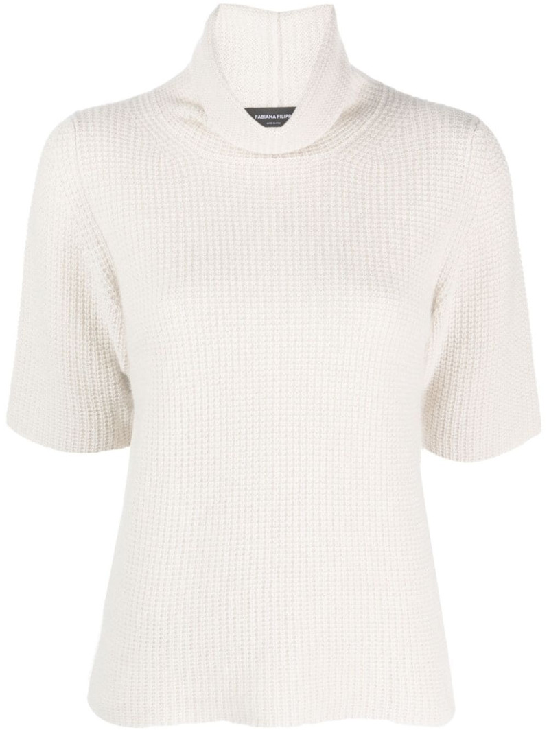 waffle-knit roll-neck T-shirt 1