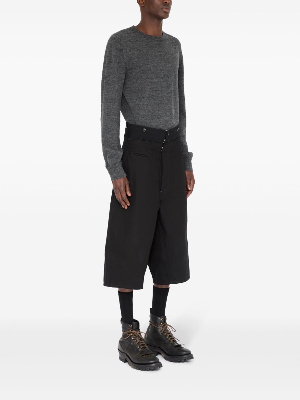 raw-edge drop-crotch shorts - 3