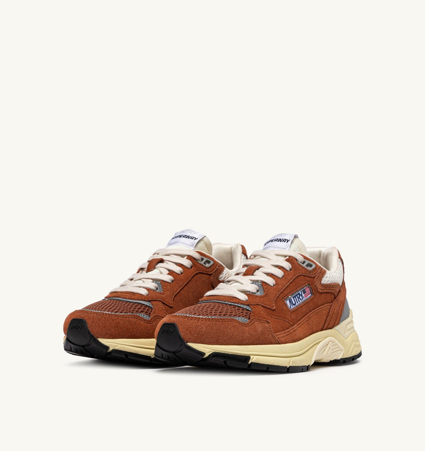 HYPERWAY SNEAKERS IN BROWN AND SILVER-TONE SUEDE AND MESH - 2