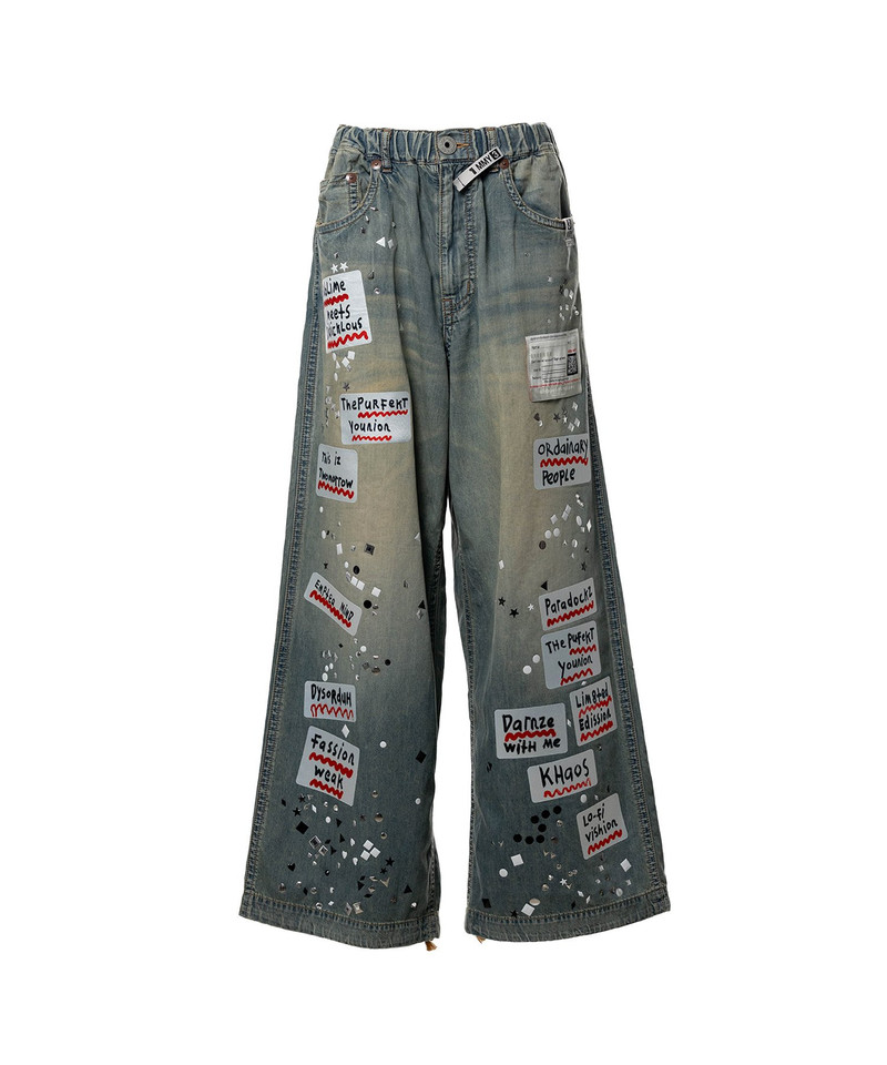 Embellished Sticker Denim Pants 17