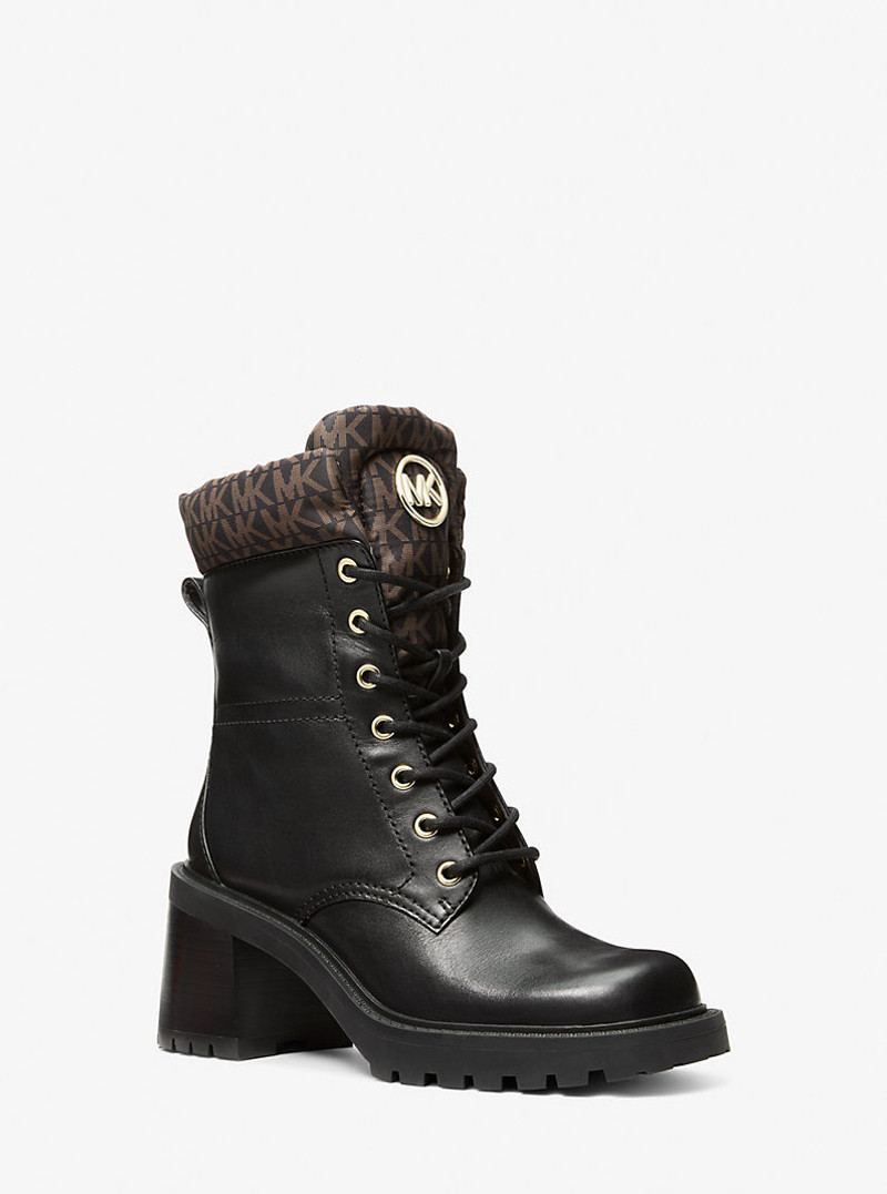 Cade Leather and Signature Logo Combat Boot 1