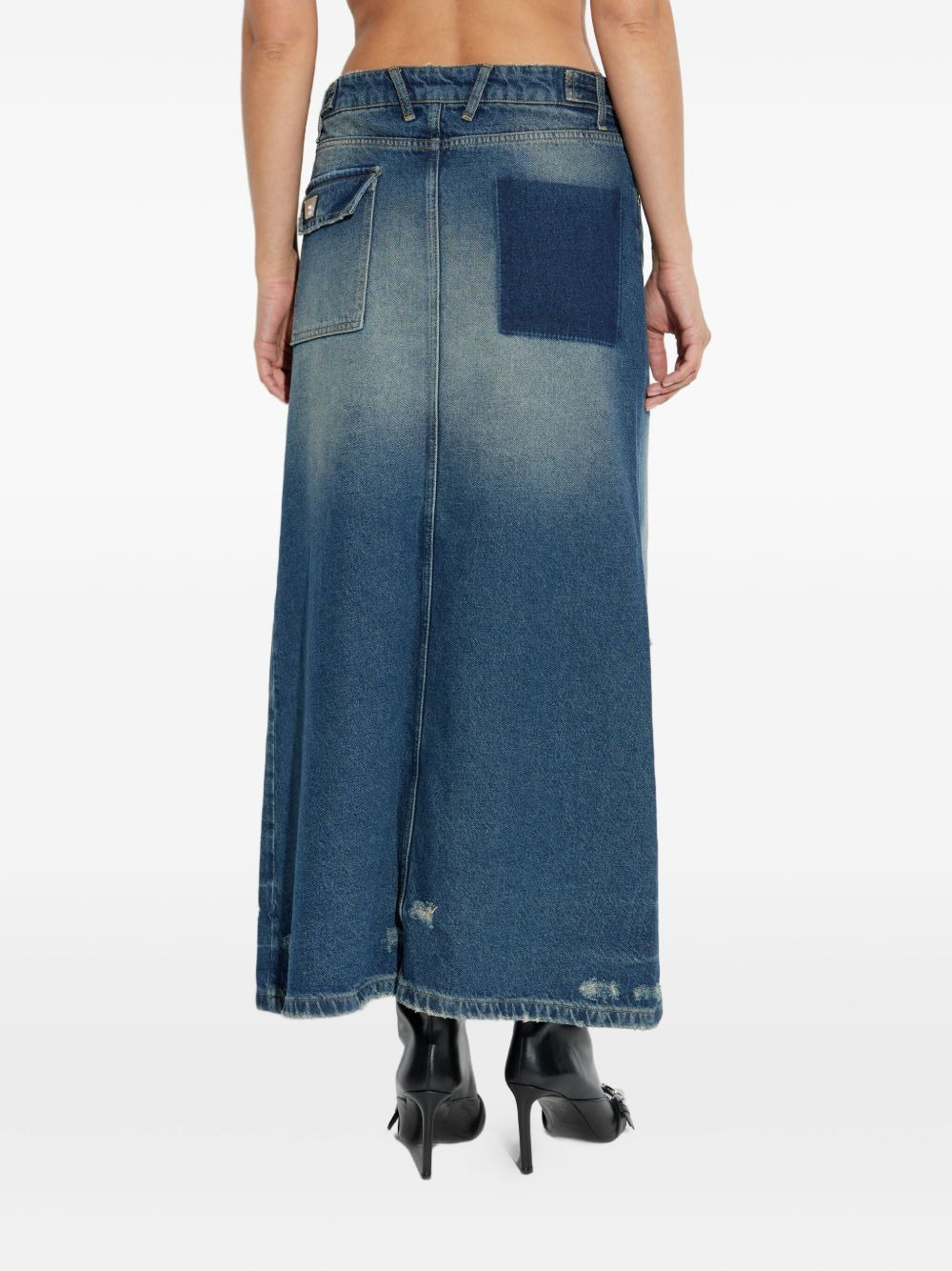 distressed denim skirt - 4