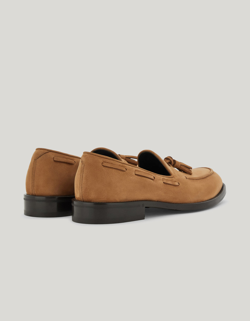 Canali BROWN NUBUCK TASSEL LOAFERS WITH RUBBER AND LEATHER SOLES outlook
