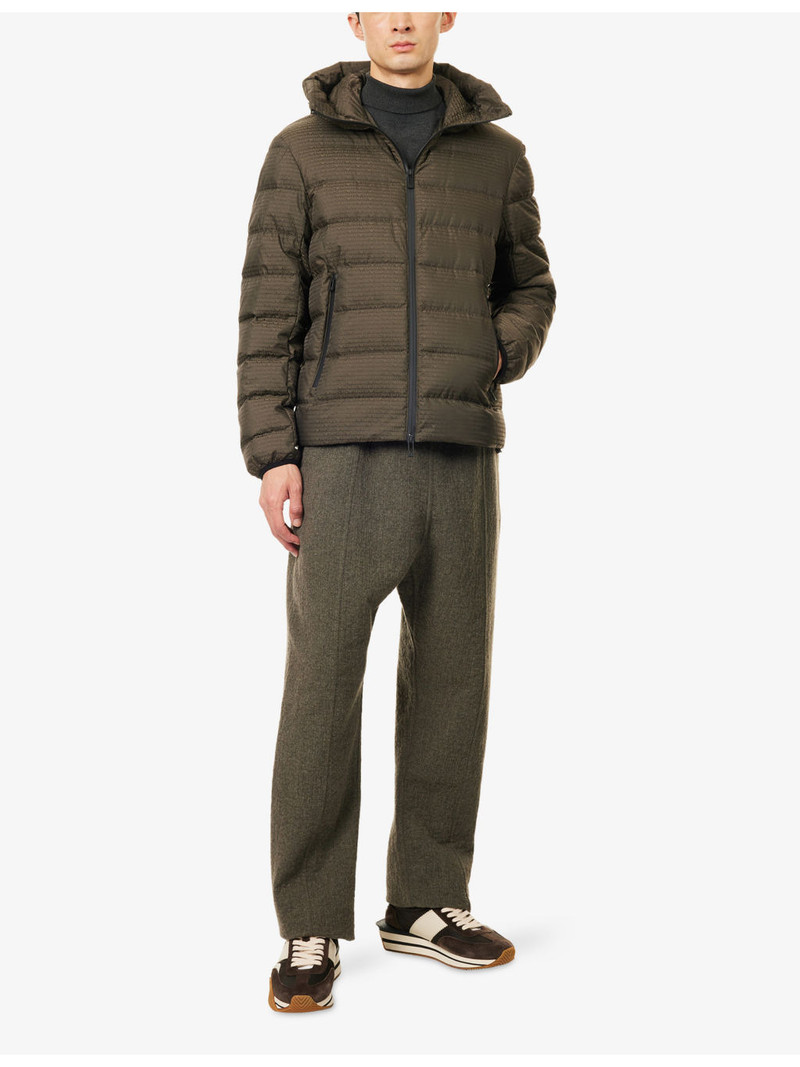 EMPORIO ARMANI Brand-Print Hooded Shell-Down Jacket outlook