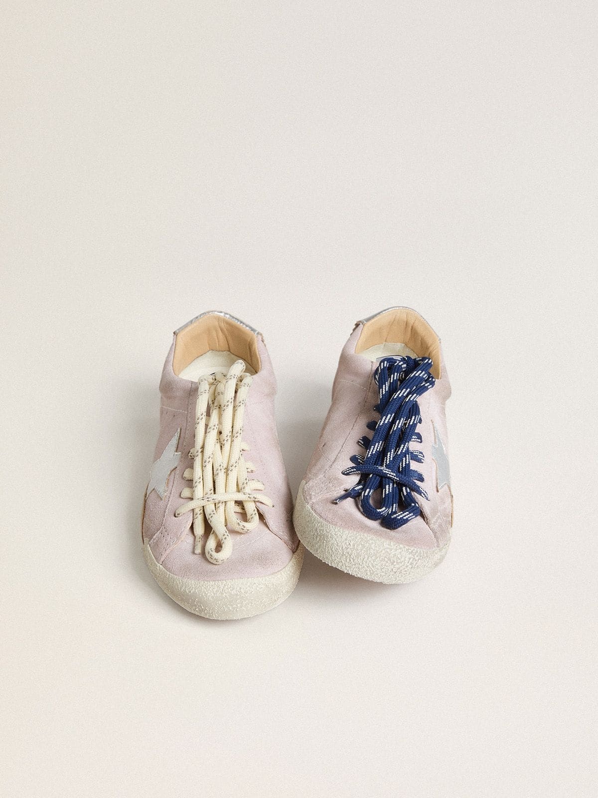 Women's True-Star in pastel pink suede with silver star and heel tab - 4