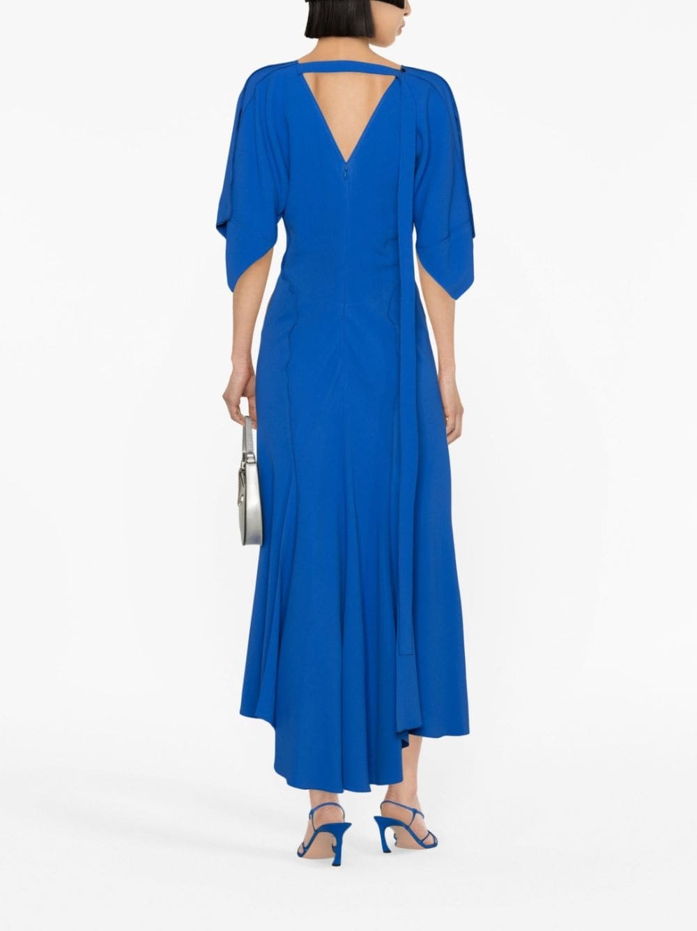 draped-sleeve midi dress - 2