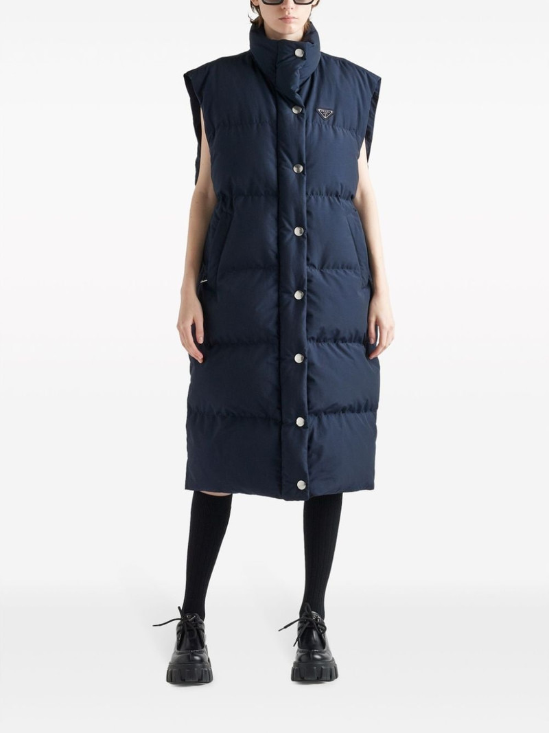 Prada triangle-logo padded long vest outlook
