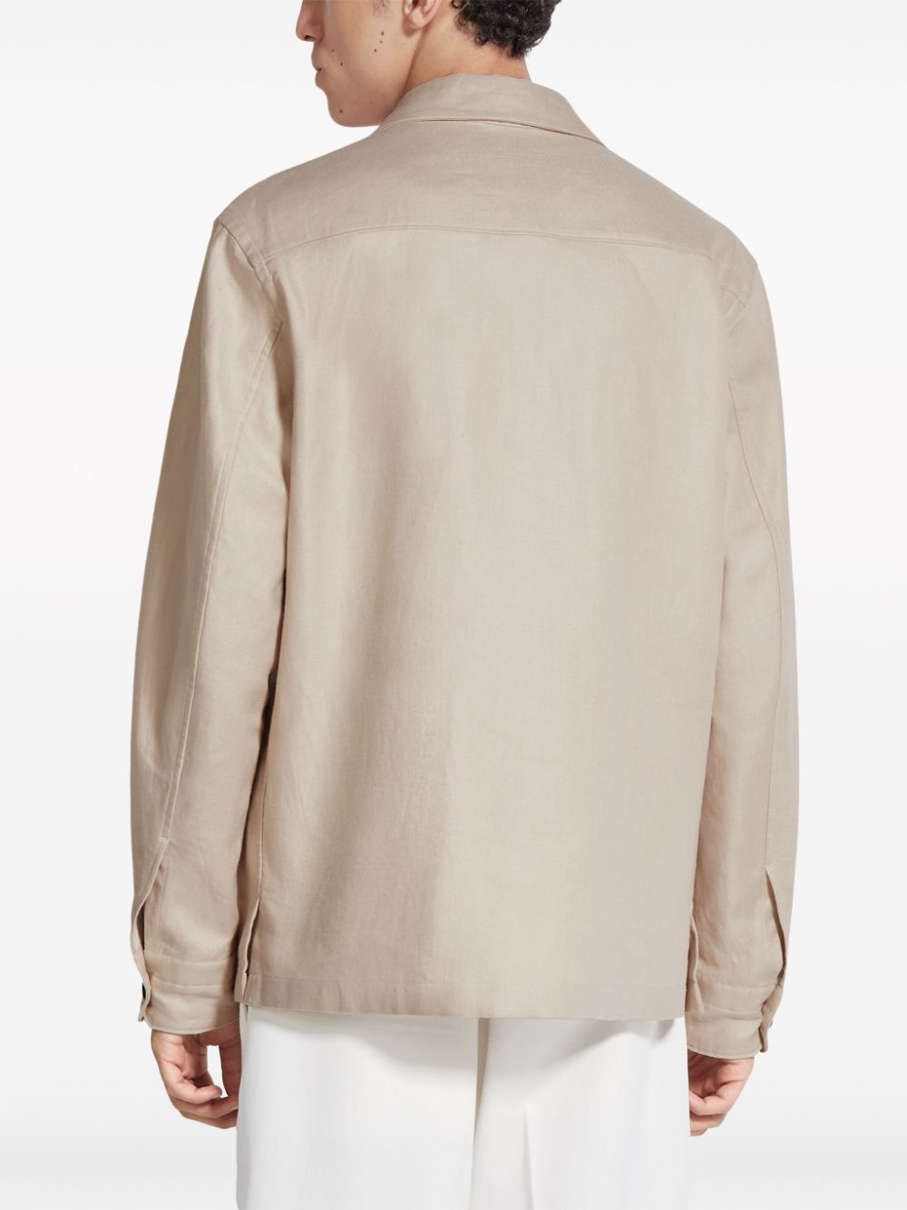 chest-pockets linen shirt - 3