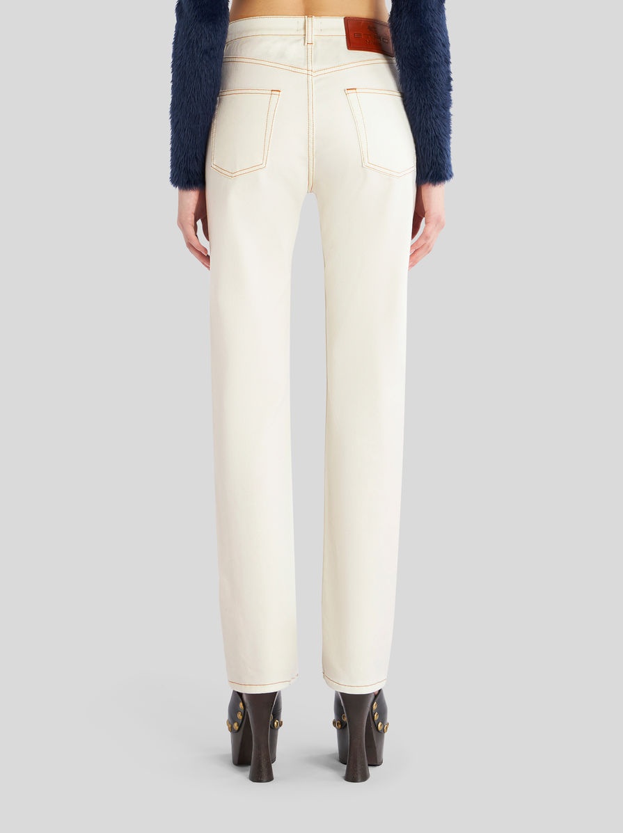 JEANS WITH FLORAL SIDE BANDS - 4