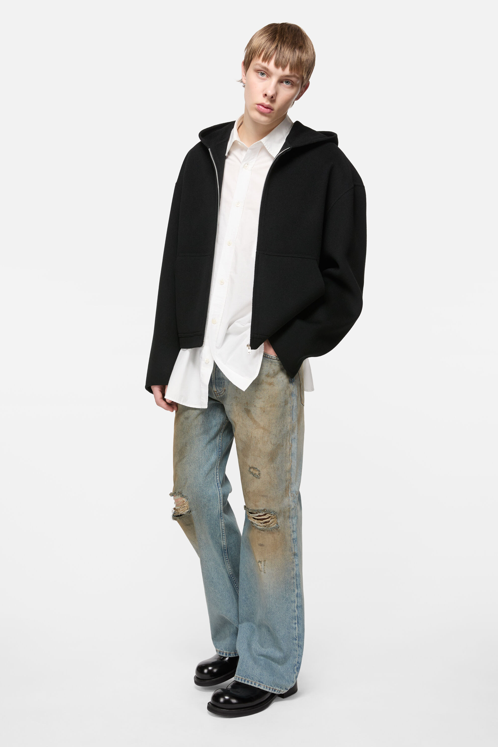 Cashmere hooded jacket - Black - 2