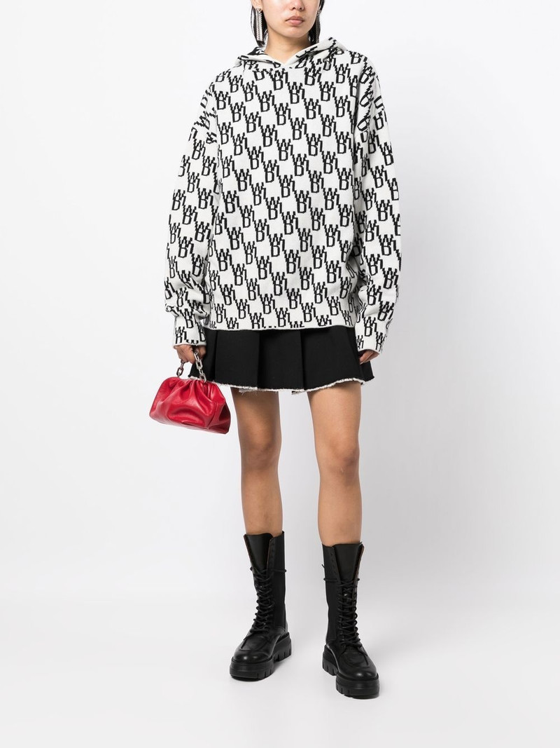 We11done monogram knitted hoodie outlook