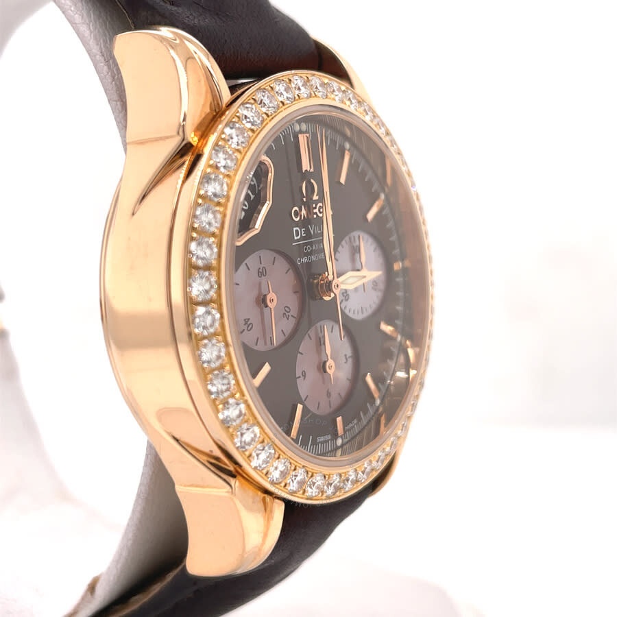 Pre-owned Omega De Ville Co-Axial Chronograph Automatic Diamond Brown Dial Ladies Watch 4677.60.37 - 3