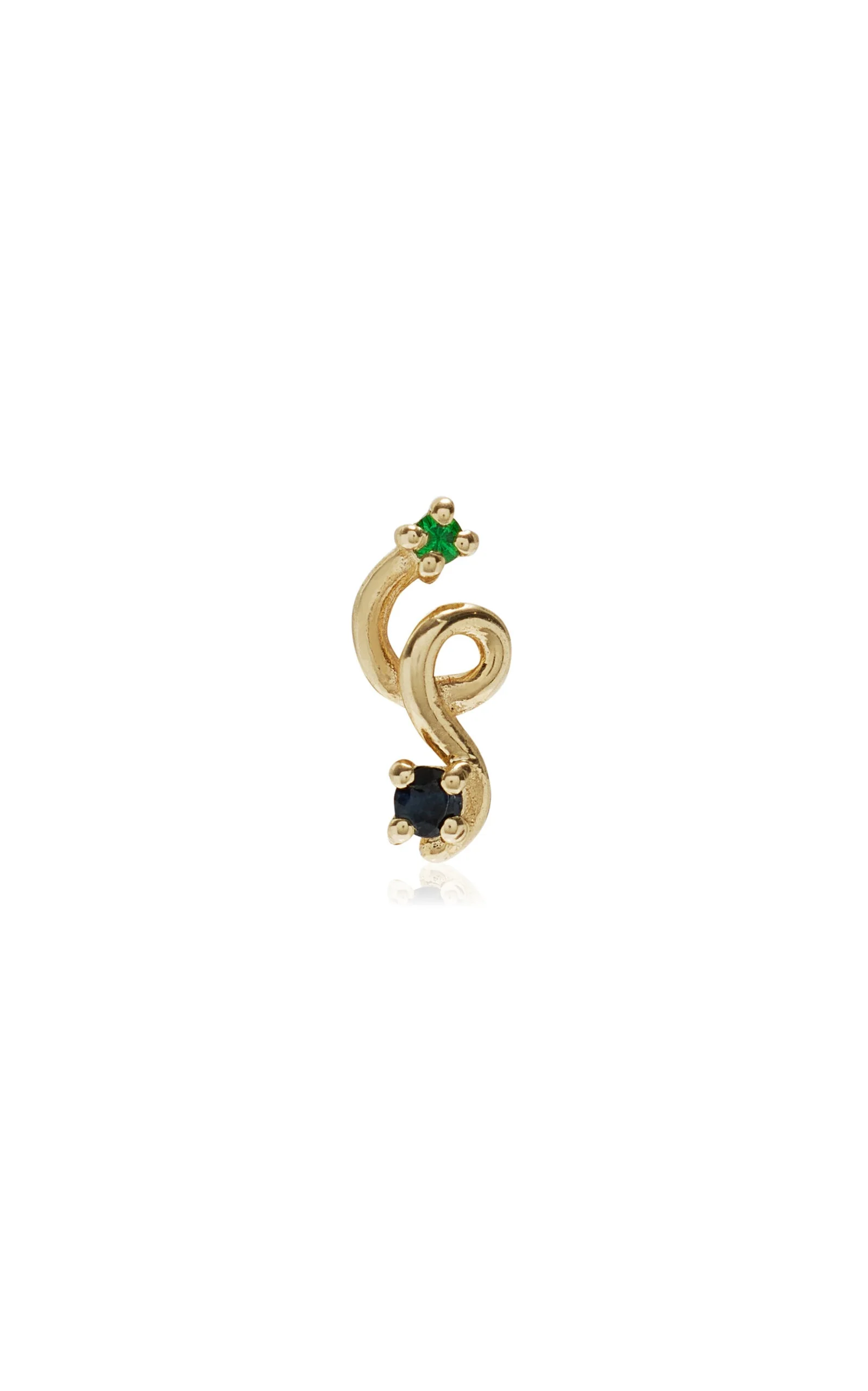 Mini Loop 9K Yellow Gold Tsavorite, Sapphire Single Earring gold - 1