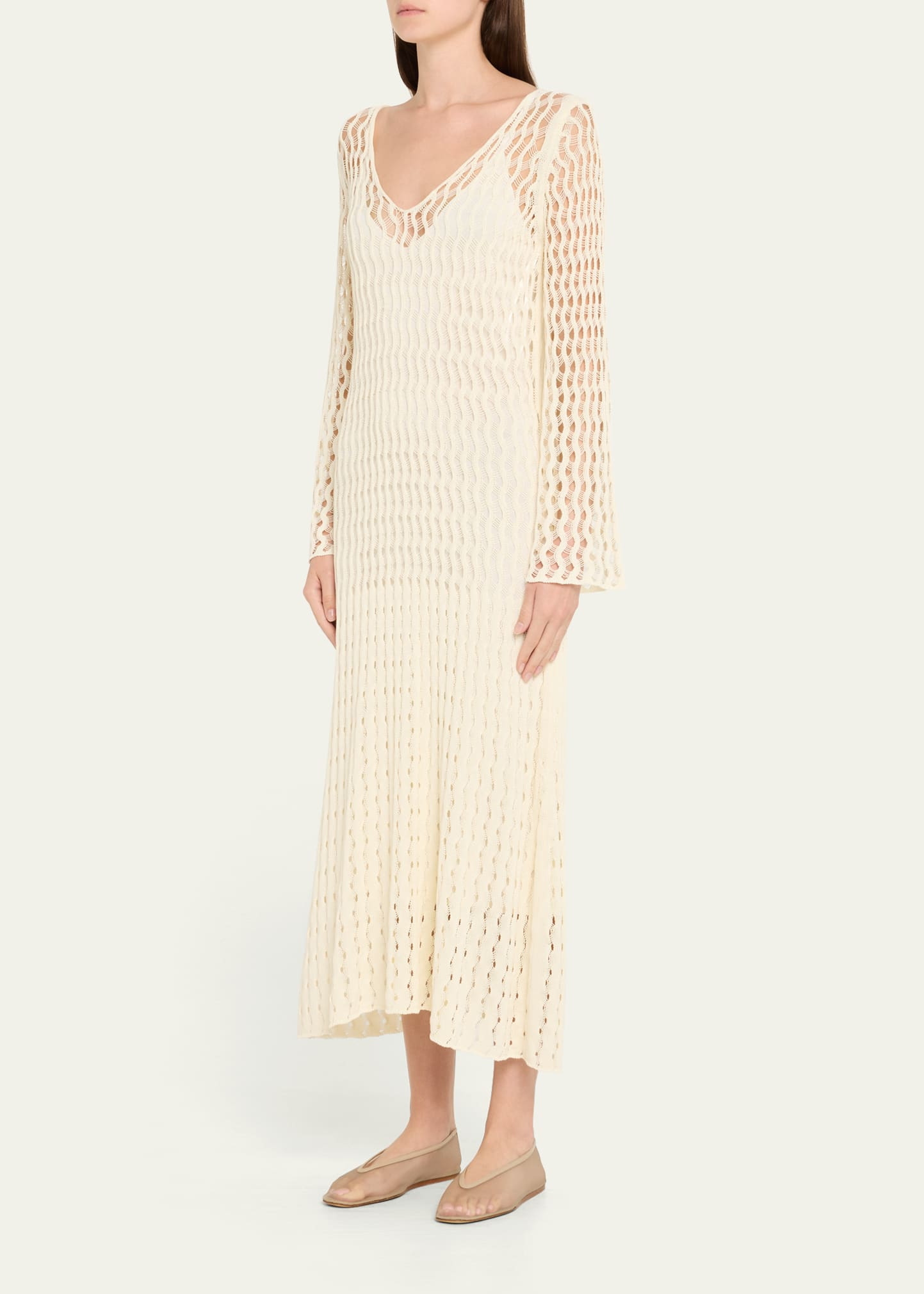 Jemmy Open Knit Long-Sleeve Midi Dress - 4