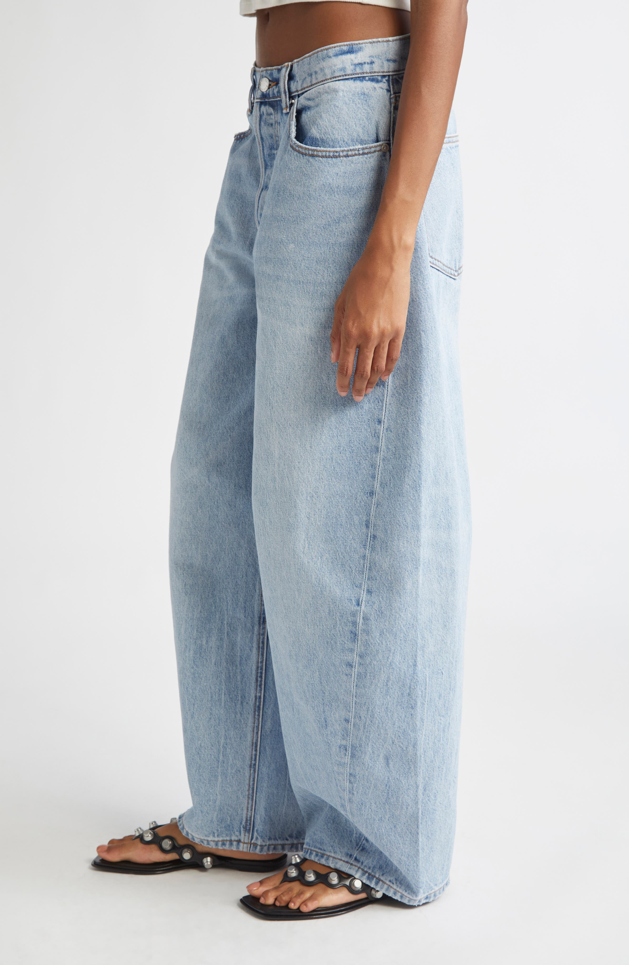 Alexander Wang Blow Up Mid Rise Balloon Leg Jeans in Vintage Bleach Blue at Nordstrom - 4