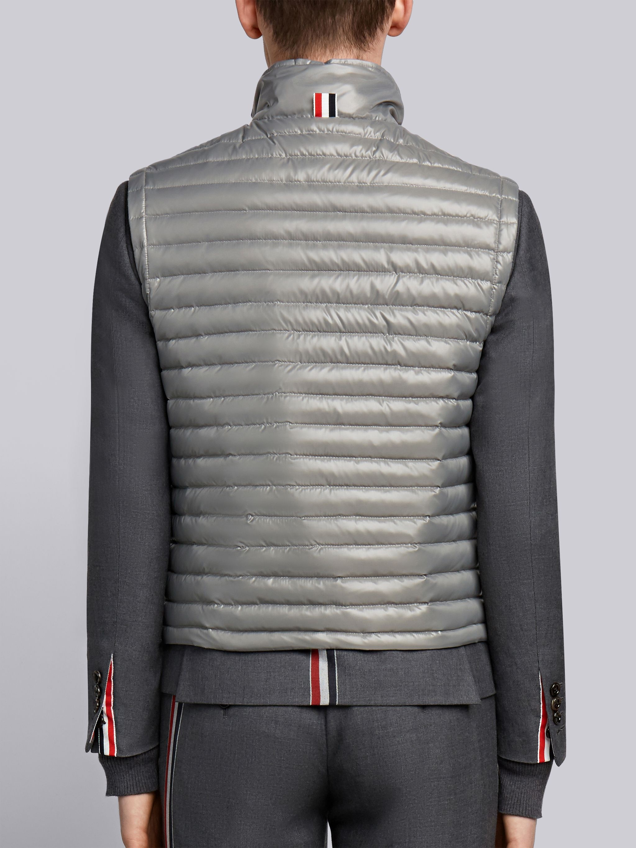 4-Bar Stripe Downfill Quilted Funnel Neck Vest In Satin Finish Tech - 3