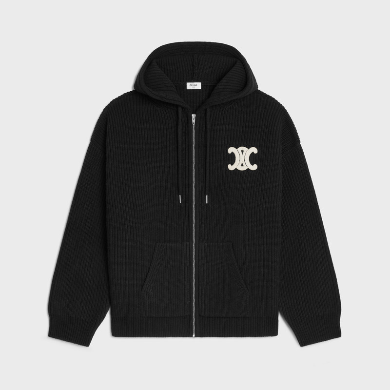 hooded cardigan IN RIBBED WOOL 1