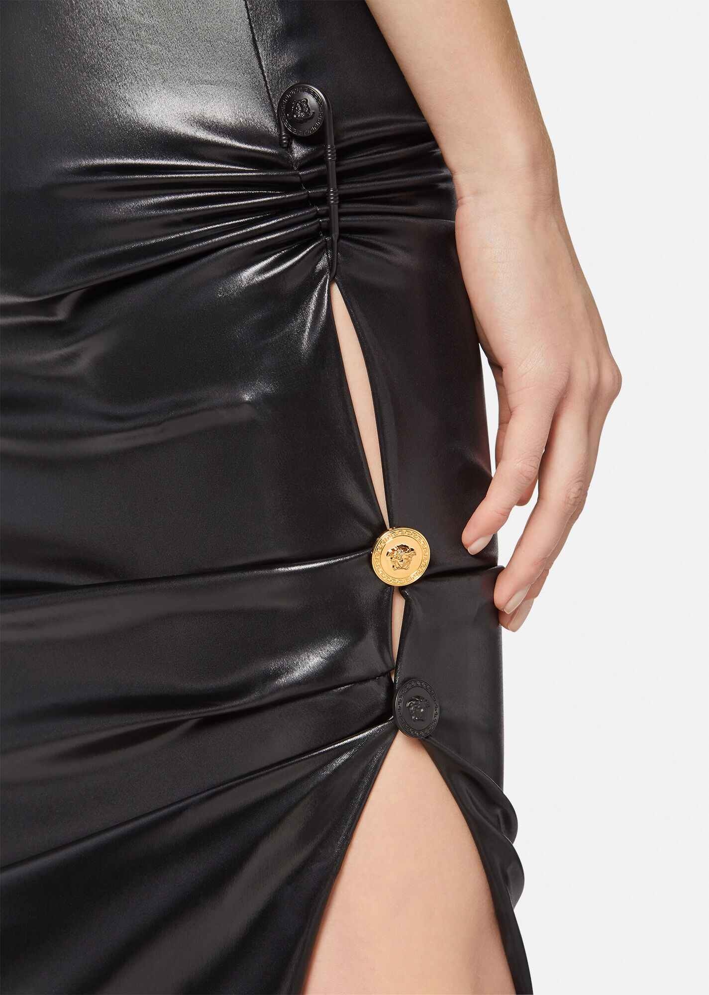 Safety Pin Slash Midi Skirt - 4
