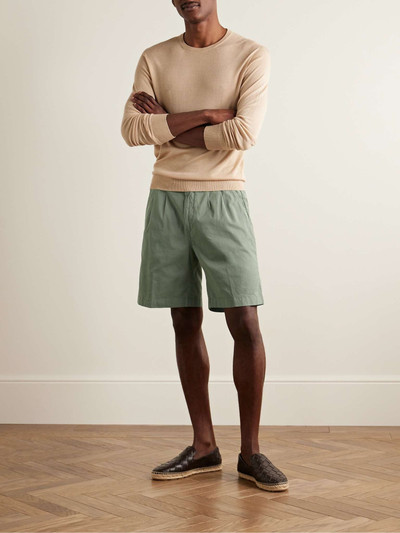 Canali Straight-Leg Pleated Cotton-Blend Twill Bermuda Shorts outlook