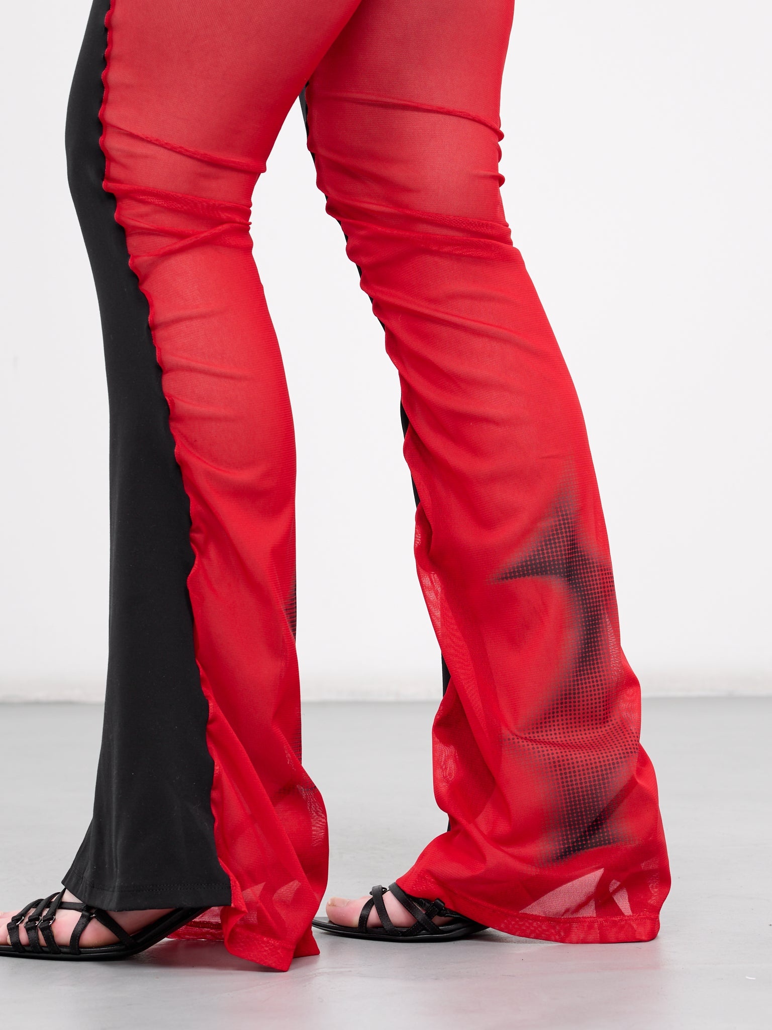 Mesh Paneled Flare Trousers - 5