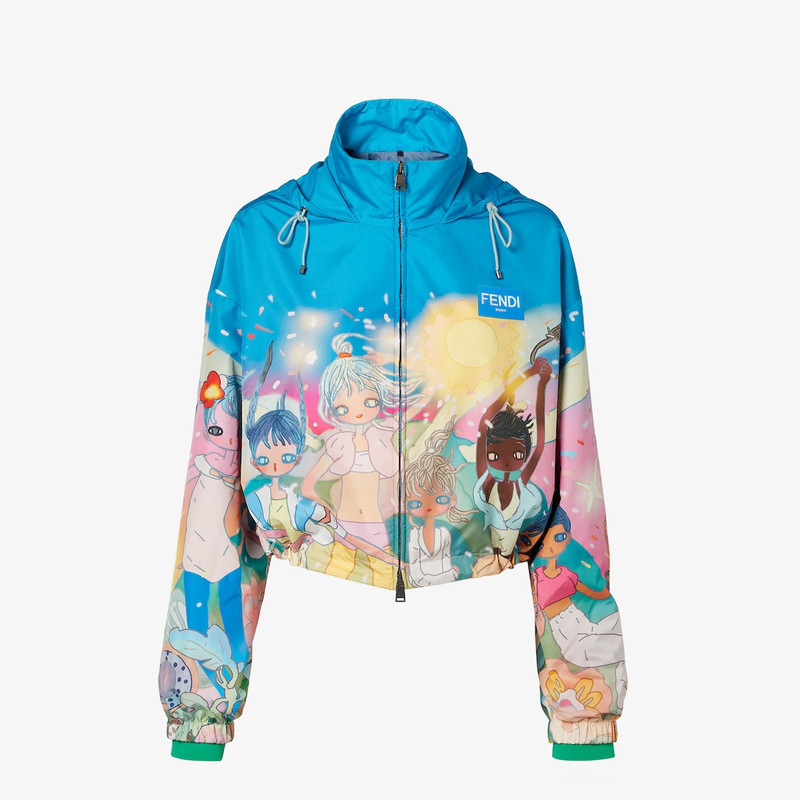 Fantastic Fendi Future Windbreaker Turquoise and green printed nylon windbreaker 1